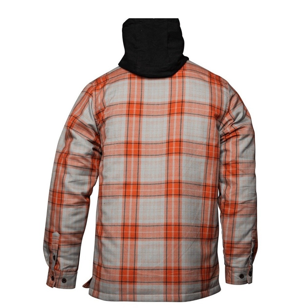 DIXXON FLANNEL Superior Hooded Flannel Jacket Mens XL Orange Plaid Snap Front - Picture 3 of 7